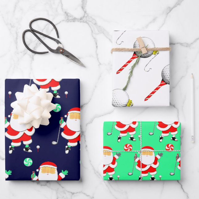 Golf-Weihnachtspapier Geschenkpapier Set (Vorderseite)