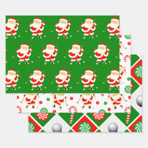 Golf-Weihnachtspapier Geschenkpapier Set