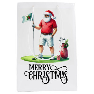 Golf Weihnachtsthema mit Weihnachtsmann Mittlere Geschenktüte