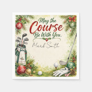 Golf-Weihnachtswünsche-Typografie-Wasserfarben-Des Serviette