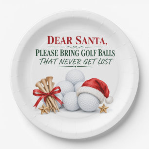 Golf-Weihnachtswunschliste, thematisch für Golfer Pappteller
