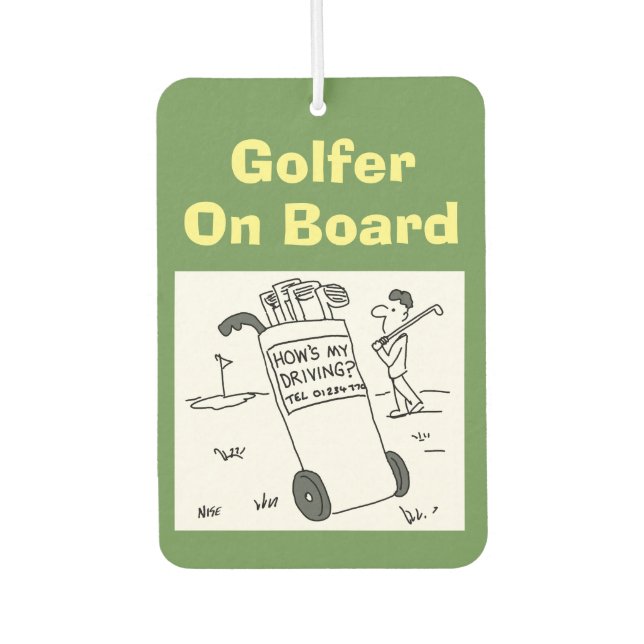 Golf - "Wie fahre ich?" Cartoon Autolufterfrischer (Vorderseite)