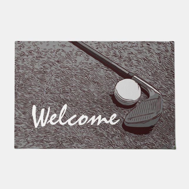 Golf Willkommenstür Matte Golf Kugeln und Eisen (Vorderseite)