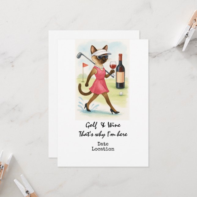 Golf Wine Tasting Event Invitation  Einladung (Vorderseite/Rückseite Beispiel)