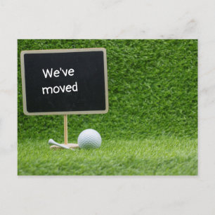 Golf wir sind in neues Haus mit Golf Card umgezoge Postkarte