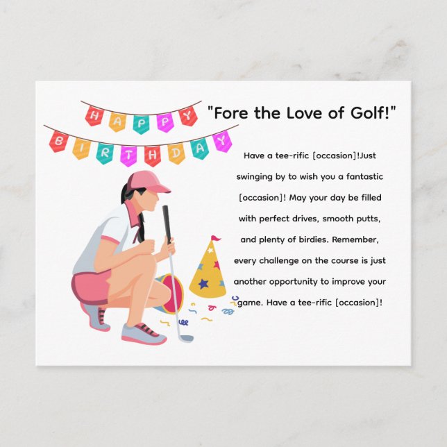 Golf Woman Golfer ist Golfspielen Postkarte (Vorderseite)
