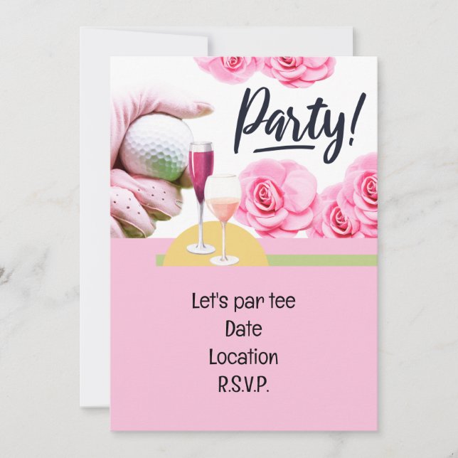 Golf Woman TOURNAMENT PARTY PINK THEMA Einladung (Vorderseite)