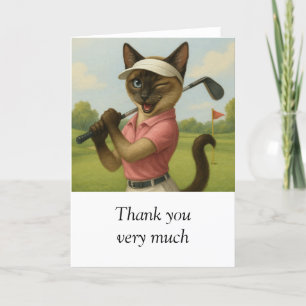 Golf Woman Turnier Katze Golfspieler Golfspielen Dankeskarte