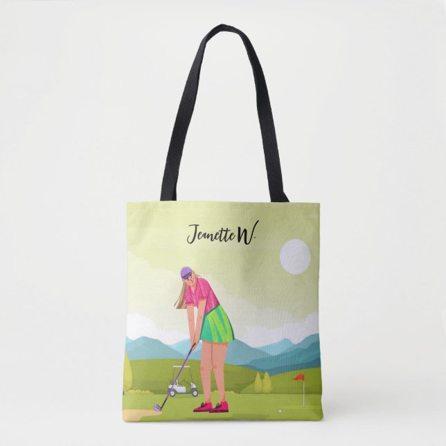Golf Women Golfer stilvolles Wochenende Tote Bag Tasche (Vorderseite)