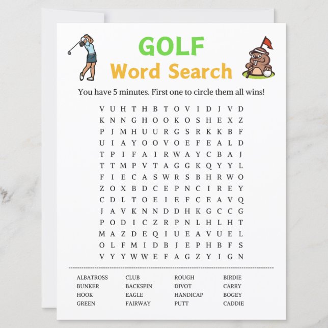 Golf Word Search Game (Vorderseite)