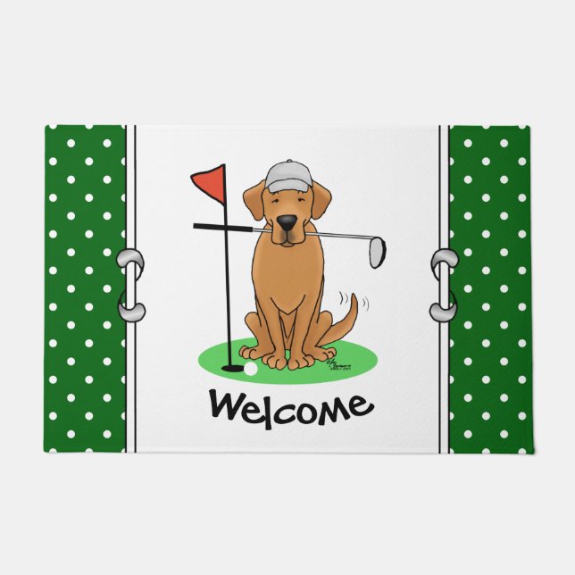 Golf Yellow Labrador Retriever (Yel 5) Hund - Nied Fußmatte (Vorderseite)
