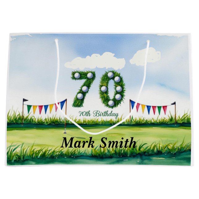 Golf zum 70. Geburtstag für Golfer Große Geschenktüte (Vorderseite)