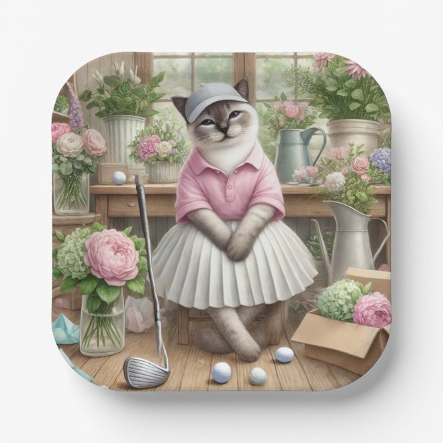 Golf zum Thema für Katzenliebhaber Pappteller (Vorderseite)