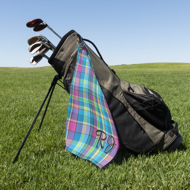 Golfausrüstung Handsome Kariert Personalisiert Golfhandtuch (Gras)