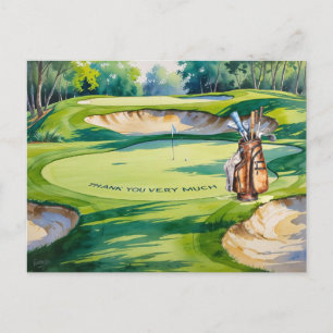 Golfbag auf Golfplatz-Aquarell für Golfer Postkarte