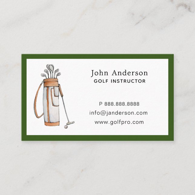 Golfbag Golf-Pro oder Trainer Visitenkarte (Vorderseite)