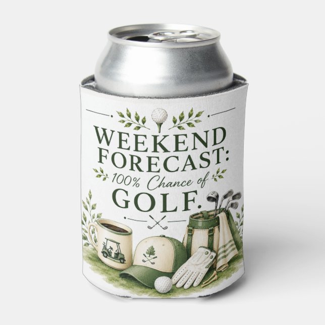 Golfbag mit Text auf Grün Dosenkühler (Kanne Vorderseite)