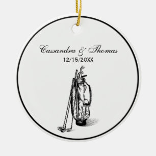 Golfbag und Golfschläger Schwarz Keramik Ornament