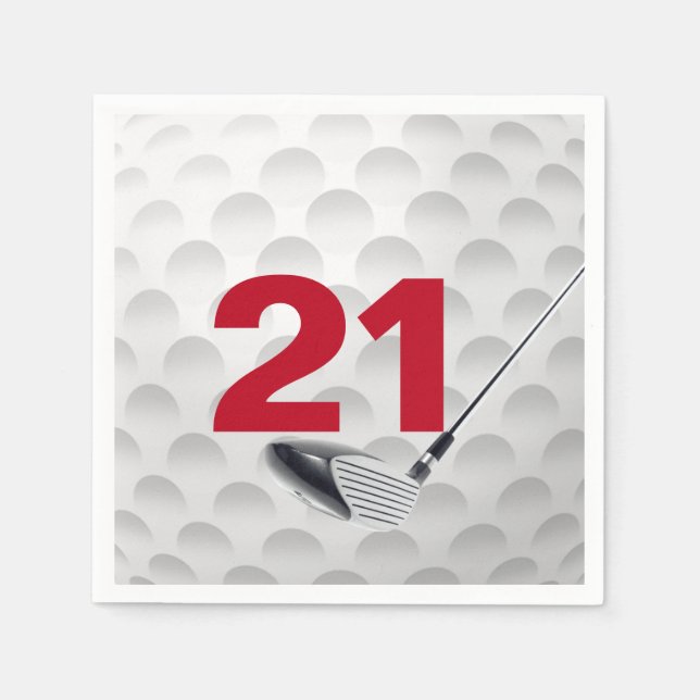 Golfball 21. Geburtstag Serviette (Vorderseite)