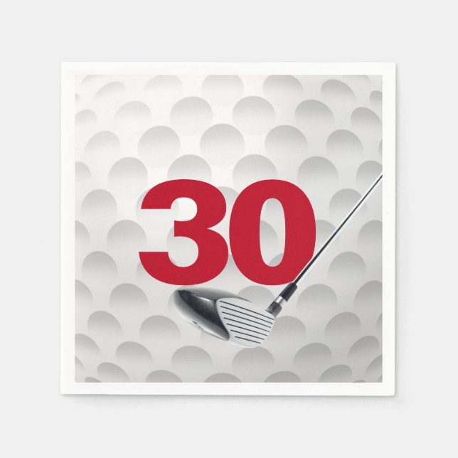 Golfball 30. Geburtstag Serviette (Vorderseite)