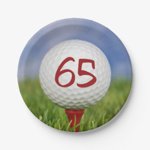 Golfball 65. Geburtstag Pappteller