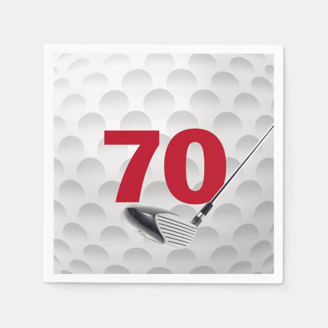Golfball 70. Geburtstag Serviette (Vorderseite)