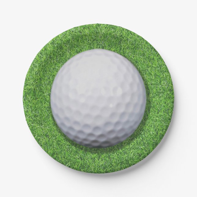 Golfball auf Gras Pappteller (Vorderseite)
