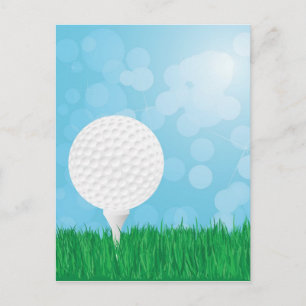Golfball auf Gras Postkarte