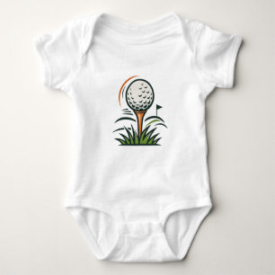 Golfball auf Tee Gras Flagge Sport Logo Design