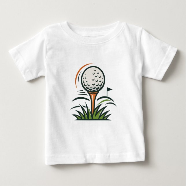 Golfball auf Tee Gras Flagge Sport Logodesign (Vorderseite)