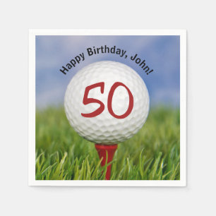 Golfball auf Tee zum 50. Geburtstag Serviette