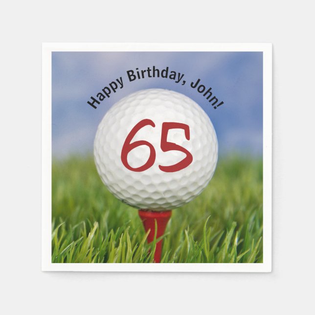 Golfball auf Tee zum 65. Geburtstag Serviette (Vorderseite)