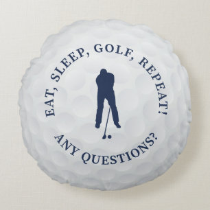 Golfball Benutzerdefiniert Männer-Golfer Silhouett Rundes Kissen
