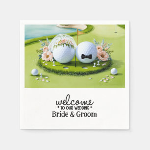 Golfball Bride & Groom Willkommen bei unserer Hoch Serviette