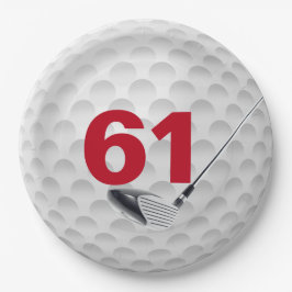 Golfball-Design 61. Geburtstag Pappteller