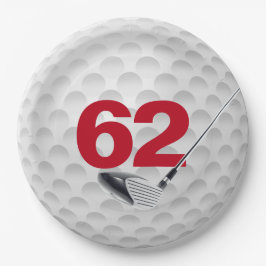 Golfball-Design 62. Geburtstag Pappteller