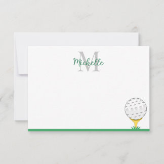 Golfball-Einzelmonogramm einfach Mitteilungskarte