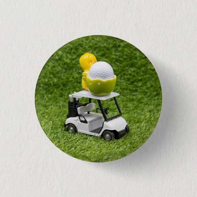 Golfball für Osterferien mit Golfwagen Button (Vorderseite)