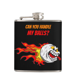 Golfball in Flammen, Schwarz Flachmann