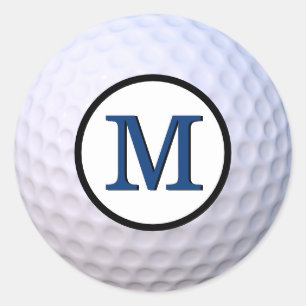 Golfball individuell anpassbares Monogramm Blau Runder Aufkleber