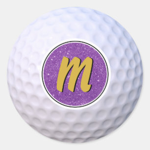 Golfball individuell anpassbares Monogramm Lila & Runder Aufkleber