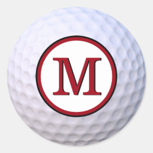 Golfball individuell anpassbares Monogramm Rot Runder Aufkleber
