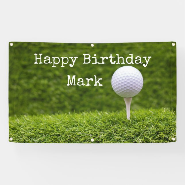 Golfball ist auf grünem Grasboden gespannt Banner (Horizontal)
