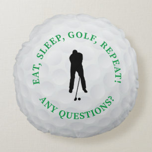 Golfball männlicher Golfer Silhouette süß grün sch Rundes Kissen