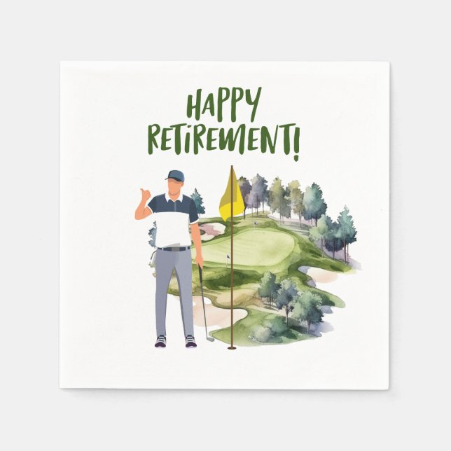Golfball mit Abschlag für Golf-Rente-Party Serviette (Vorderseite)