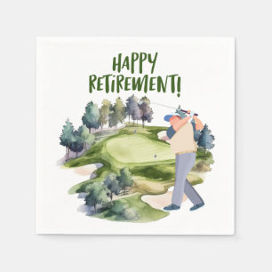 Golfball mit Abschlag für Golf-Rente-Party Serviette