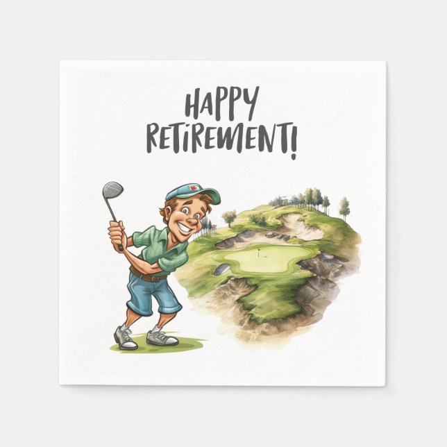 Golfball mit Abschlag für Golf-Rente-Party Serviette (Vorderseite)