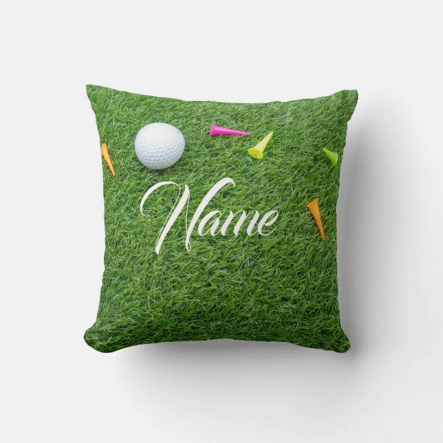 Golfball mit Abschlag für Ihren Namen Kissen (Vorderseite)