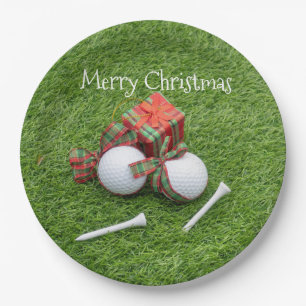 Golfball mit Abschlag und Geschenk für Golfer Wei Pappteller