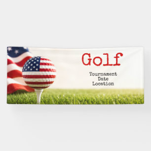 Golfball mit amerikanischer Flagge Golfturnier Banner
